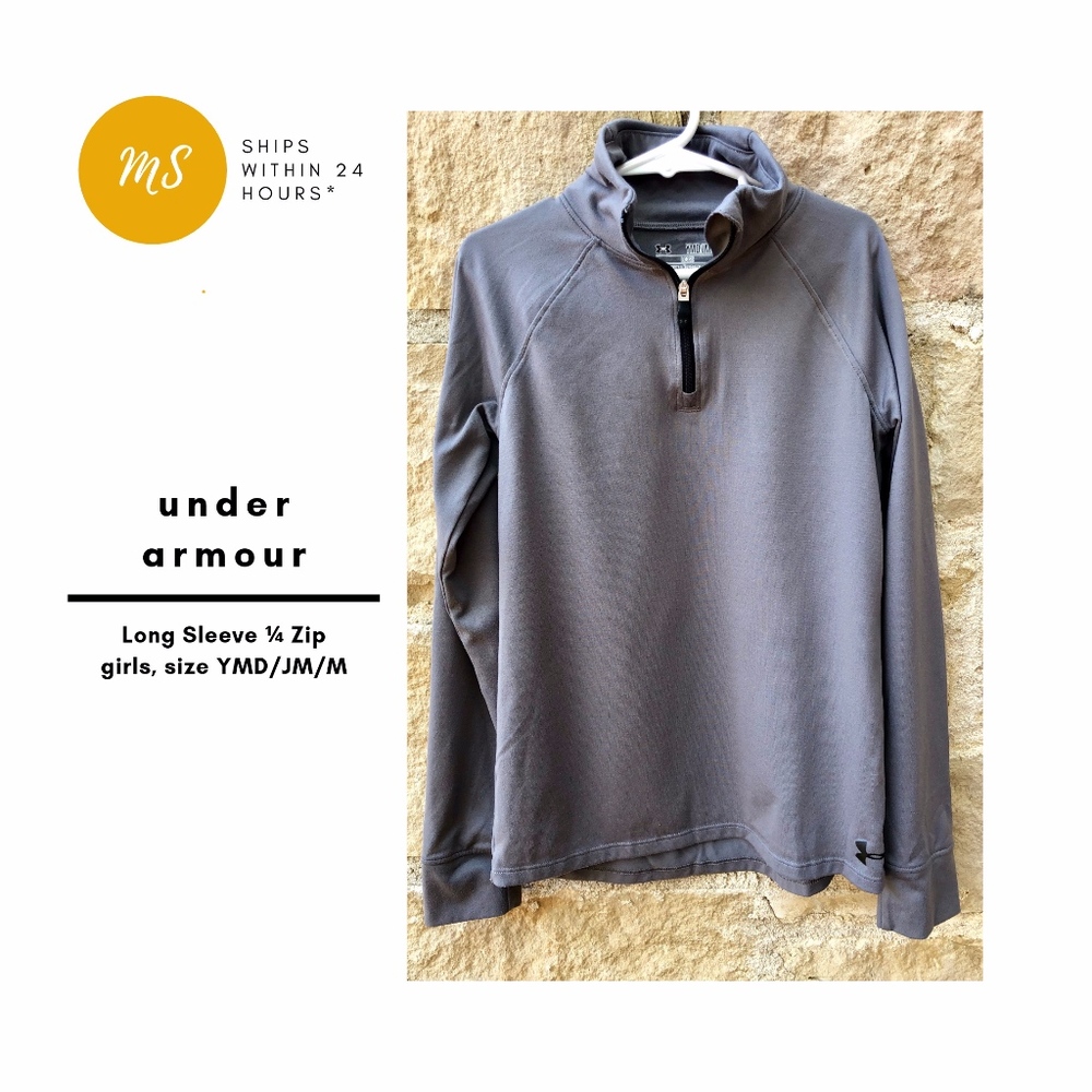 Under Armour Long Sleeve ¼ Zip Gray (Girls, Med)